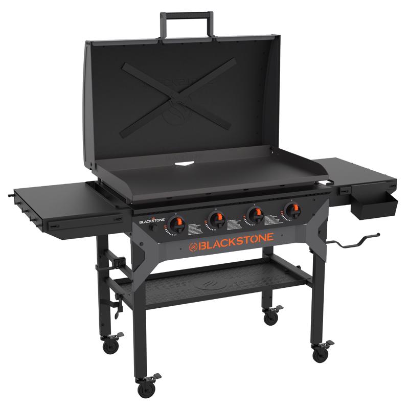 Picture of Blackstone 8093917 Iron Forged 4-Burner Liquid Propane Outdoor Griddle with Hood&#44; Black