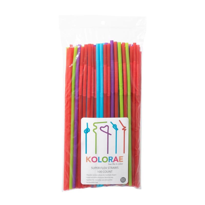 Picture of Blueoco 6075268 Kolorae Polypropylene Flexible Drinking Straws&#44; Assorted Color