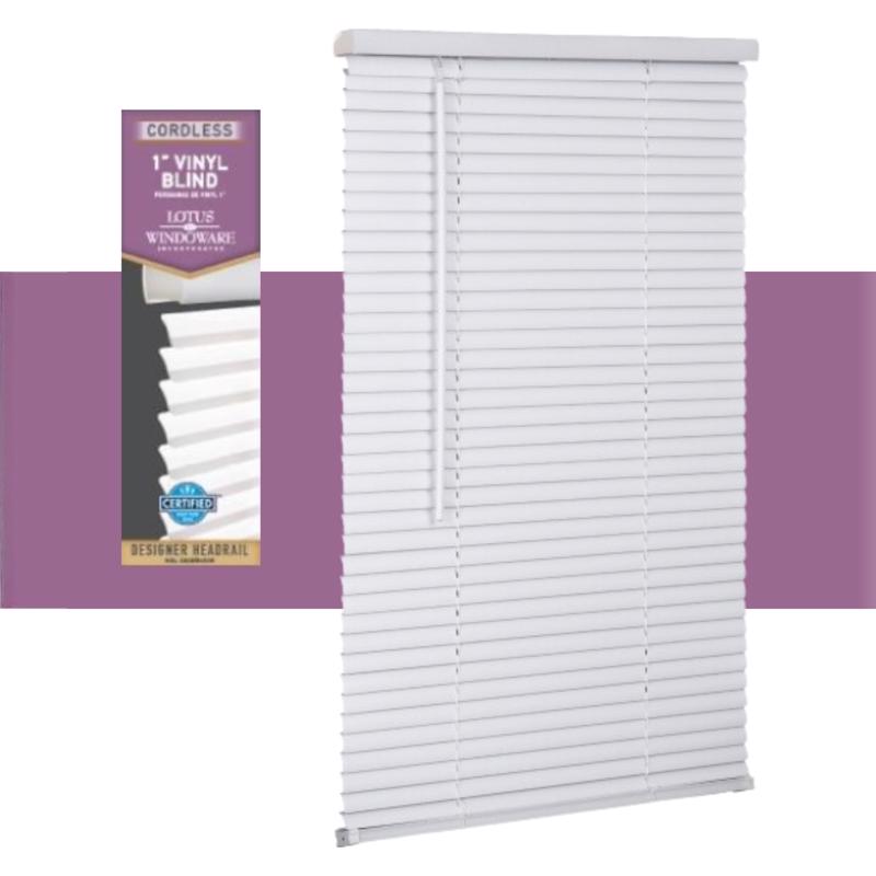 Picture of Lotus Blinds 5043742 25 x 72 in. Cordless Living Accents Vinyl 1 in. Mini-Blinds&#44; White