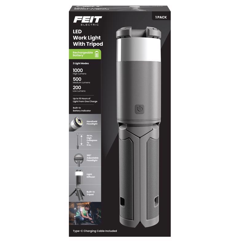 Feit Electric 1000 Lumens 6500K Black Lithium Ion Mini LED Work Light with Tripod - 3016275