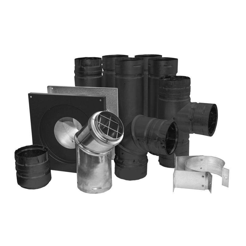 Powder Coat Black Galvanized Steel Pellet Vent Kit