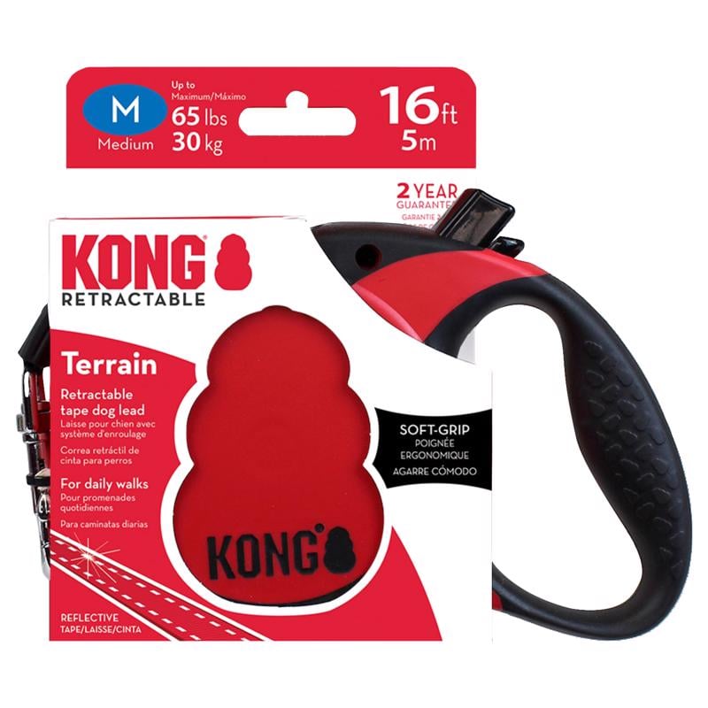 Picture of Kong 8100243 Dog Retractable Leash - Plastic - Red - Medium