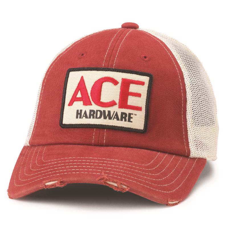 Headwear Logo Baseball Cap, Stone & Red - One Size