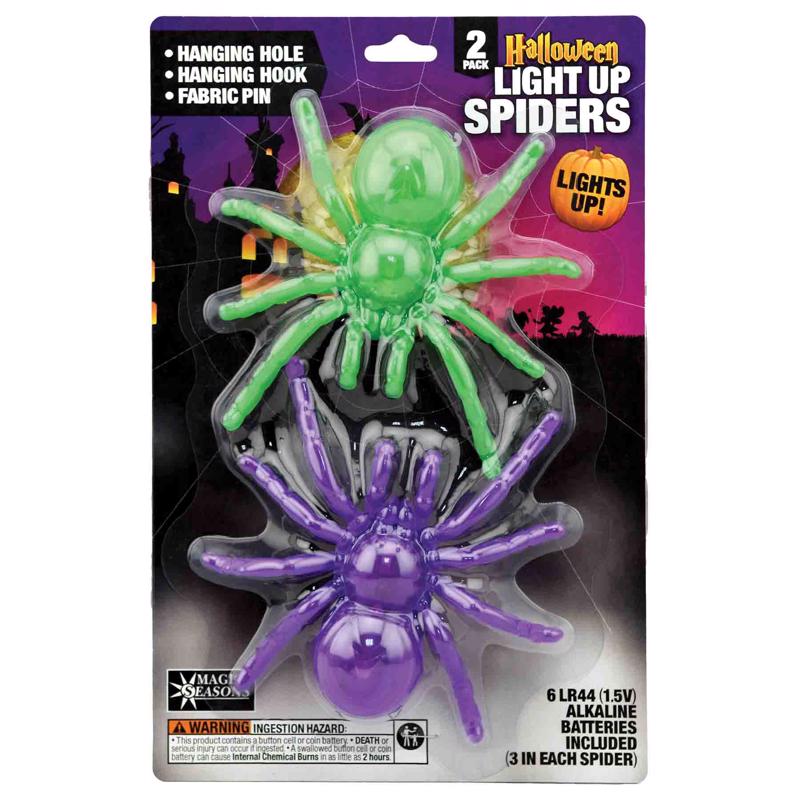 9095889 2 Piece LED Light Up Spiders - Pack of 8