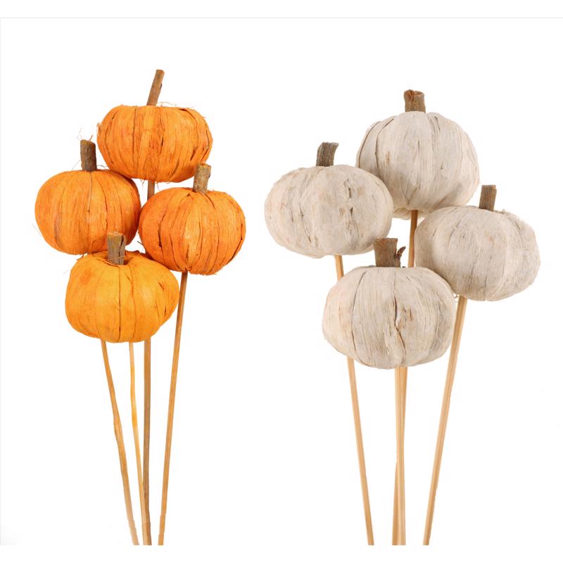 9096224 Stemmed Pumpkins Tabletop Decor - Orange - Pack of 24