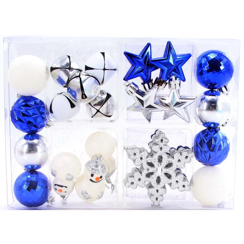 9096238  Mini Assorted Ornaments, Blue, Silver & White - Pack of 12