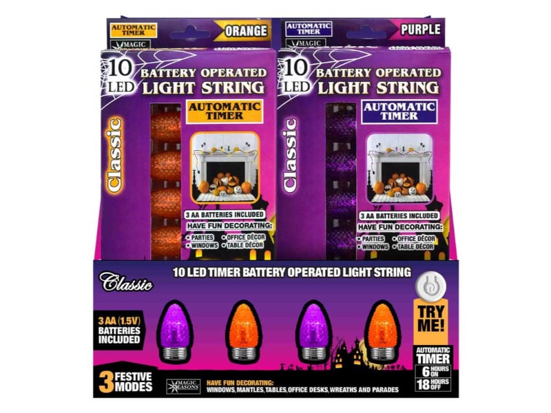 9007959 9 in. Prelit String Lights - Orange & Purple - Pack of 12