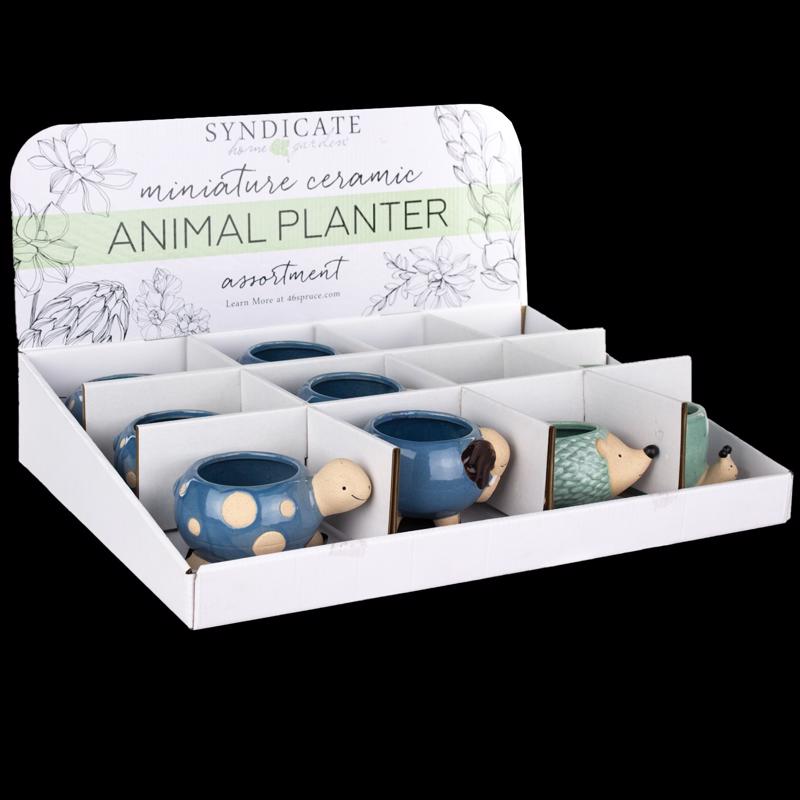 7036948 Ceramic Animal Succulent Pot, Assorted Color - Pack of 12