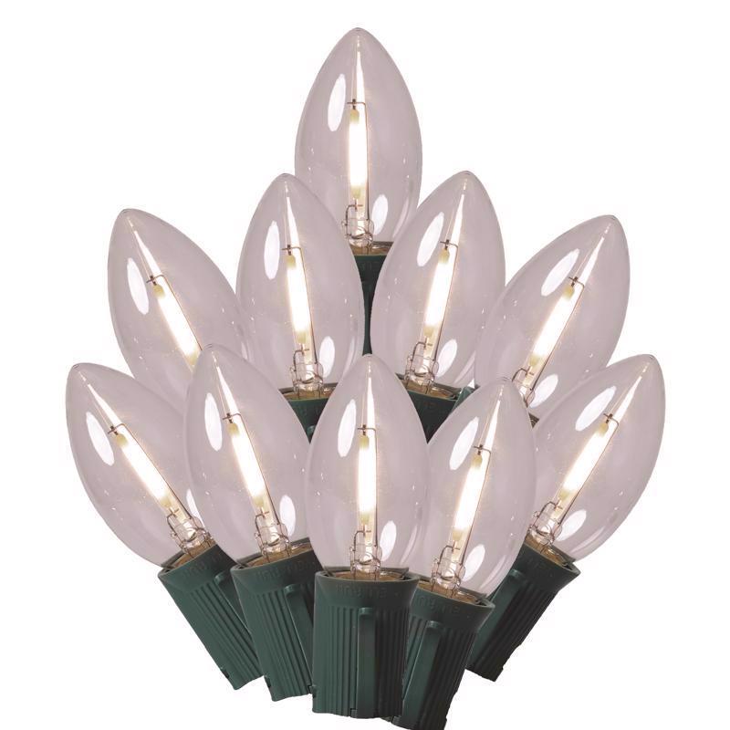 9097051 24 ft. Classic LED C9 Pure White 25 Count Bulb String Christmas Light, Pack of 12
