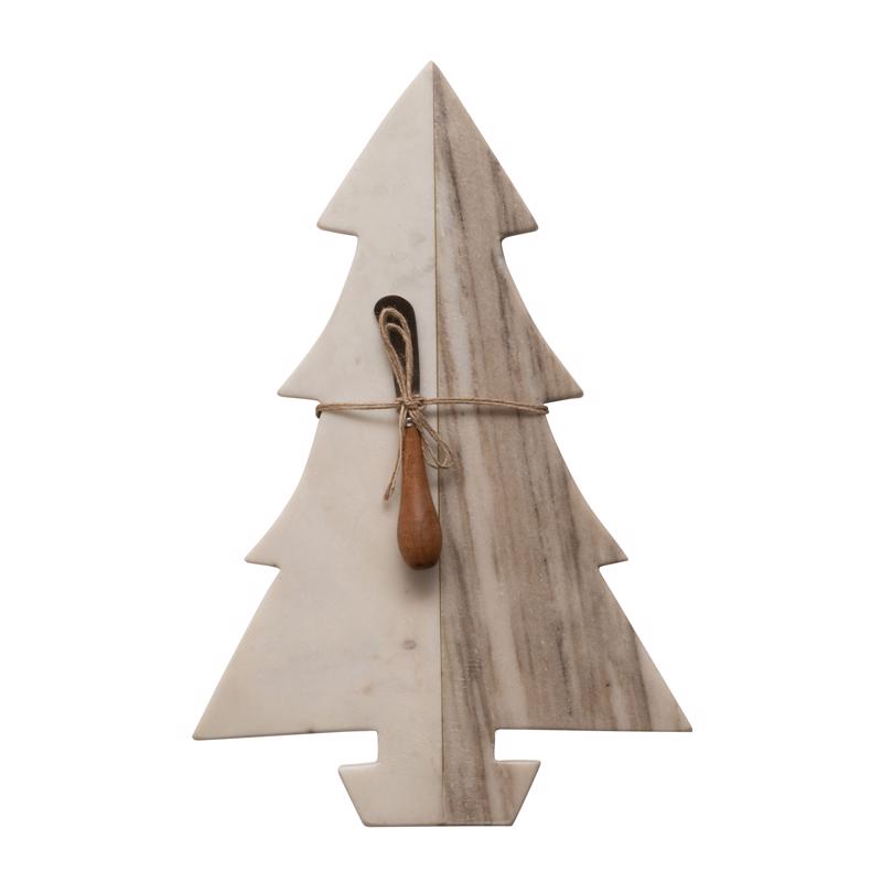 9096141 White Tree Cutting Board with Knife Table Decor - Pack of 6