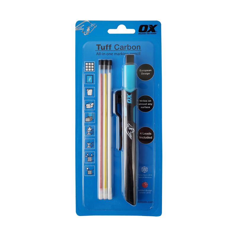 6.3 in. Tuff Carbon All in One Carpenter Pencil Kit - Black - 4 Piece