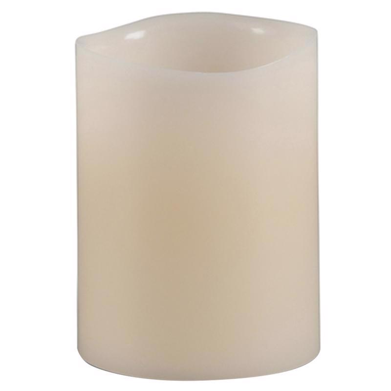 Bisque Vanilla Scent Wavy Edge Pillar Flameless Flickering Candle