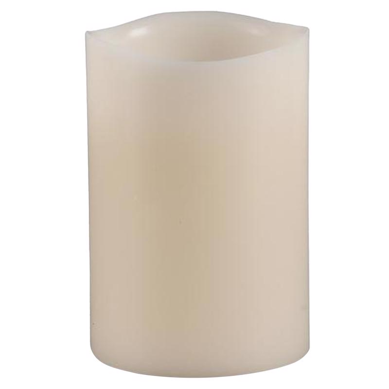 9067849 Bisque Vanilla Scent Melted Edge Pillar Flameless Flickering Candle
