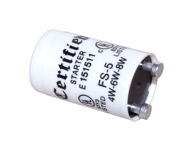 4, 6 & 8W Fluorescent Starter, White - Pack of 25
