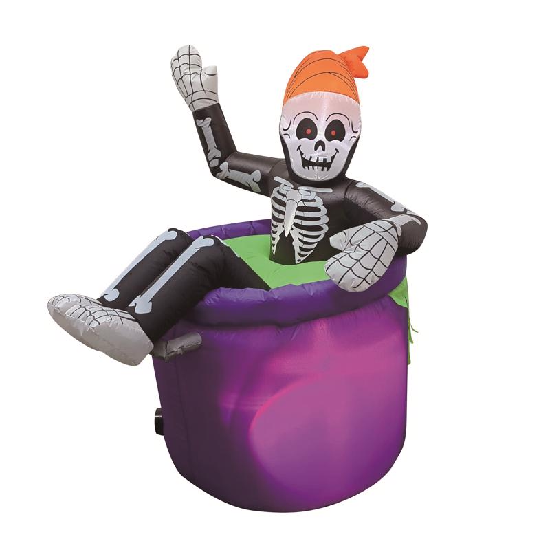 9096492 4 ft. Prelit Inflatable Animated Skeleton in Cauldron