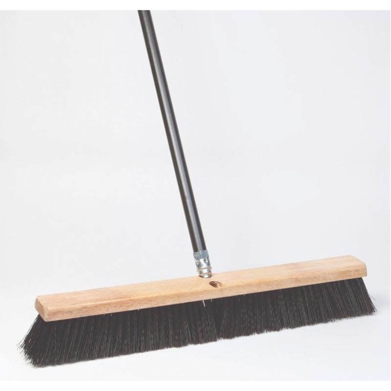 Poly Broom - Black - 24 in. - Includes 60 in. Steel Handle - Versatile for Smooth Surfaces