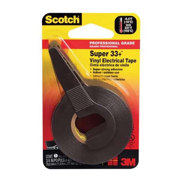 30989 33 Plus 0.75 x 450 in. Scotch Super Black Vinyl Electrical Tape