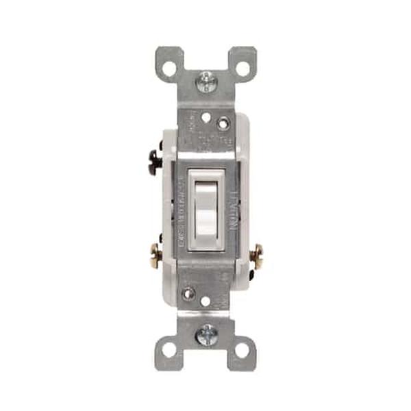 Leviton 3172186 15A Three Pole Toggle AC Quiet Switch, White
