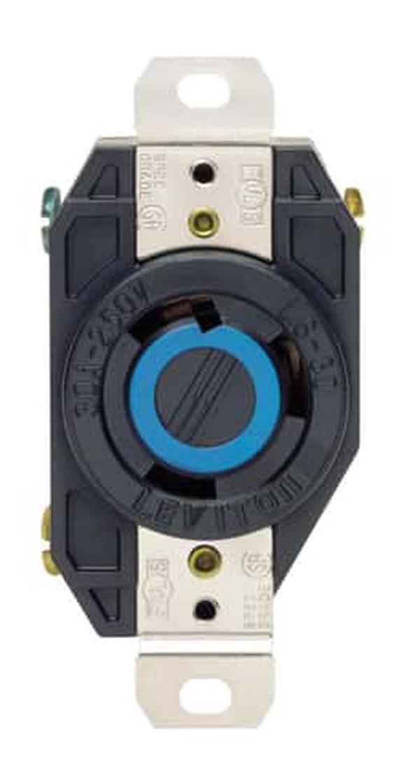 Leviton 30A 250V Black Grounded Single Locking Outlet Receptacle - 33681