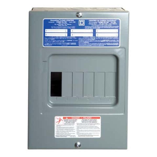 Schneider Electric 34038 Square D HomeLine 100A 120-240V 6-Space 12-Circuits Surface Load Center Mount Main Lug