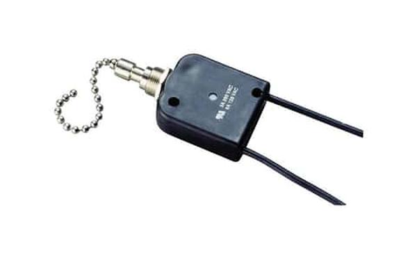 3531621 6A Pull Chain Switch, Black & Silver