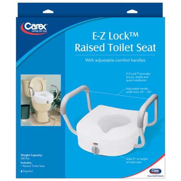 4022092 5 x 22 in. E-Z Lock Aluminum & Plastic White Elevated Toilet Seat