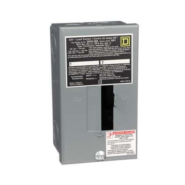 Schneider Electric 36558 Square D QO 30A 120-240V 2-Space 2-Circuits Combination Load Center Mount Main Lug