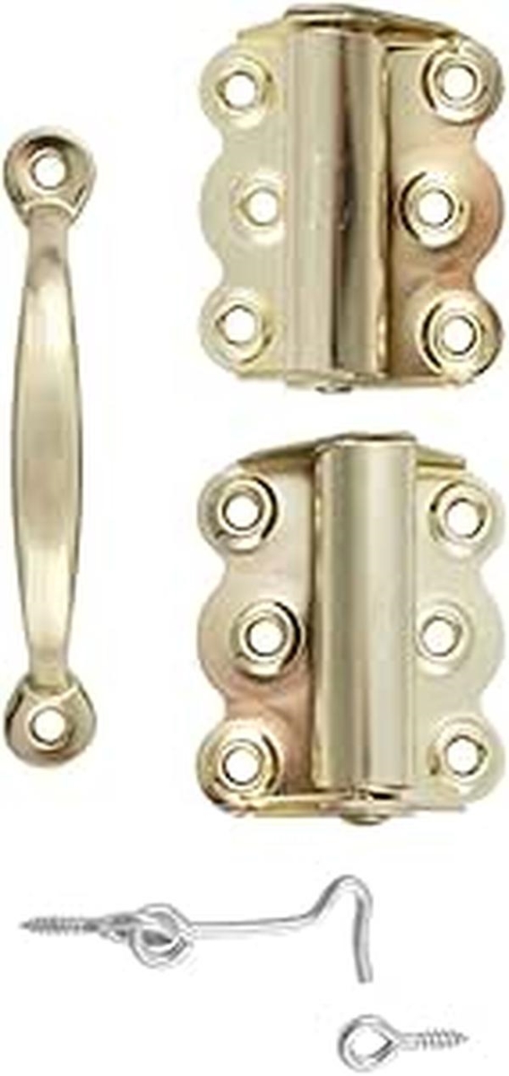 5006542 Spring Hinge Wood Screen Door Set, Brass Plated