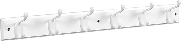 5006608 27 in. White Hooks White Wood Stanley Coat & Hat Hook Rail