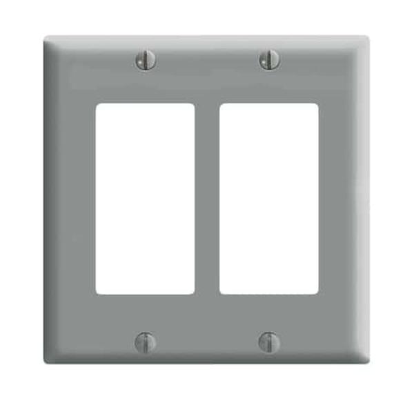 Leviton 3001288 2 Gang Gray Thermoset Plastic Decorator Wall Plate