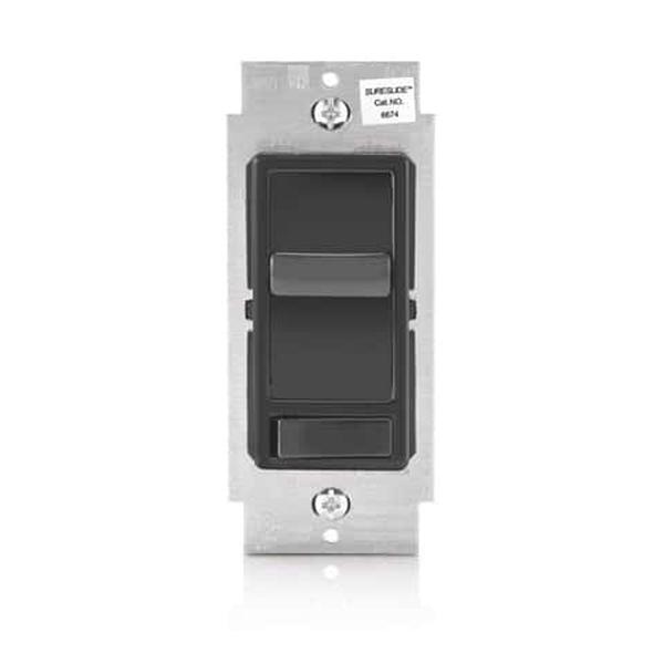 Leviton 3001297 600 watt Sure Slide Black Slide Dimmer Switch