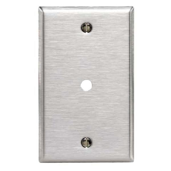Leviton 3003868 1 Gang Silver Stainless Steel Cable & Telco Wall Plate