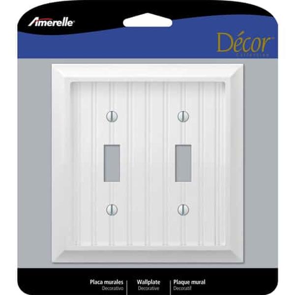 3009129 Amerelle Cottage White 2 Gang Wood Toggle Wall Plate