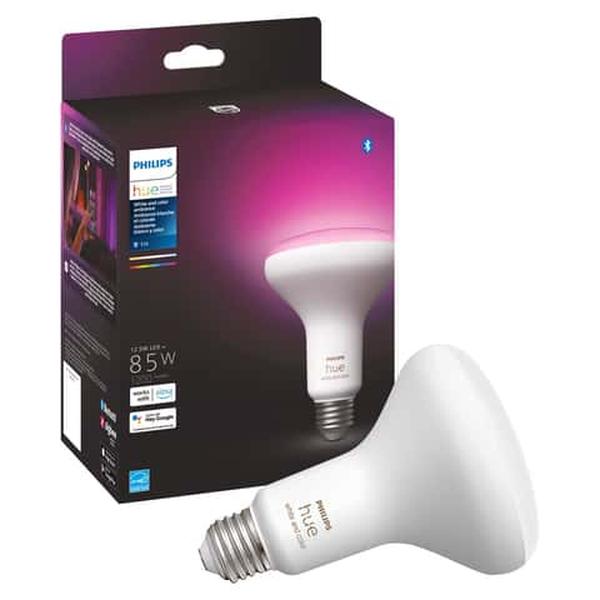 3016263 HUE BR30 E26 Medium Smart-Enabled White LED Bulb with 85 watt Equivalence