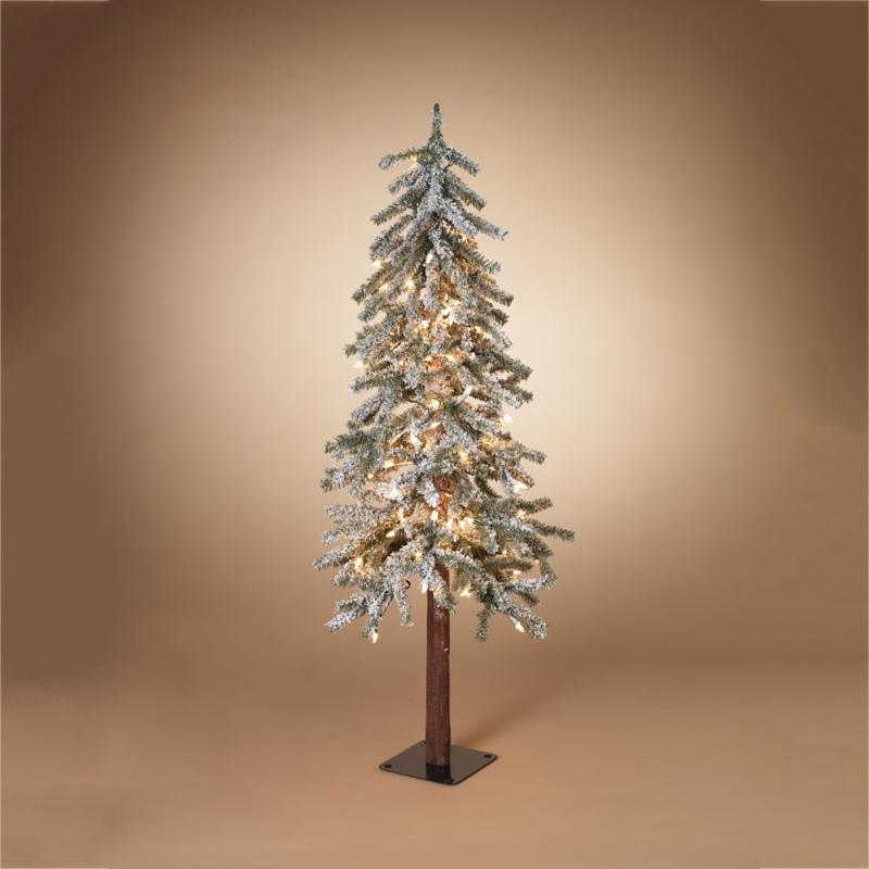 Gerson 9096377 4 ft. LED Electric Lighted Holiday Flocked Pine Christmas Tree - Pack of 6