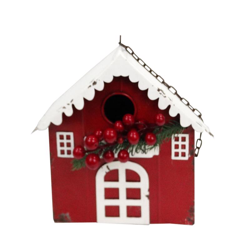 Picture of Alpine 9096509 22 in. Red Barn Birdhouse Hanging Decor - Pack of 4