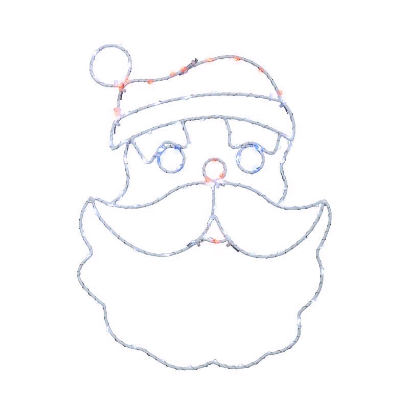 9096170 15 in. LED Santa Head Silhouette Hanging Decor, Red & White