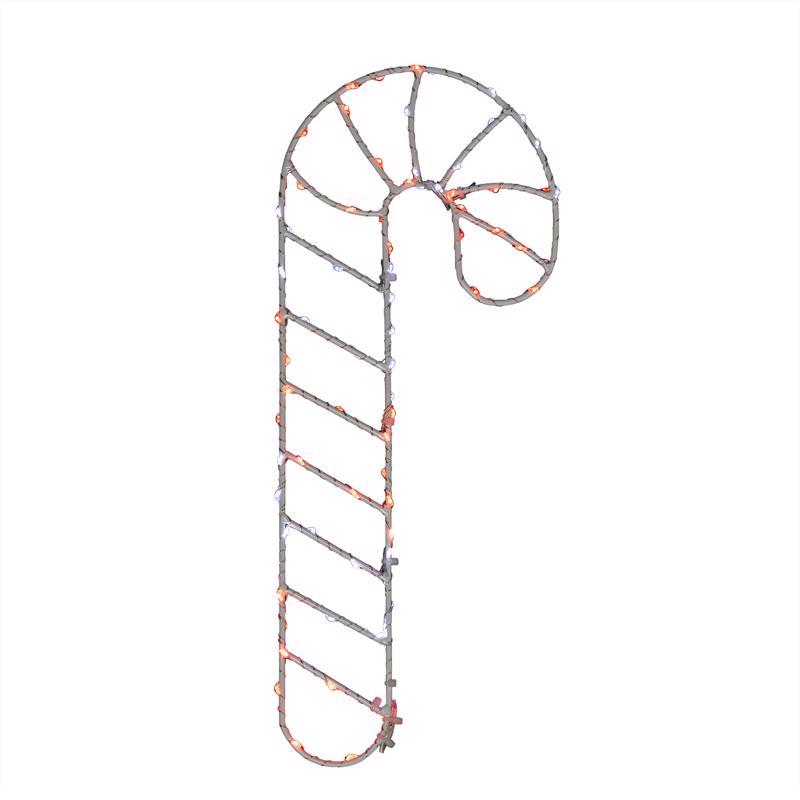 9096175 15 in. LED Candy Cane Silhouette Hanging Decor, Red & White
