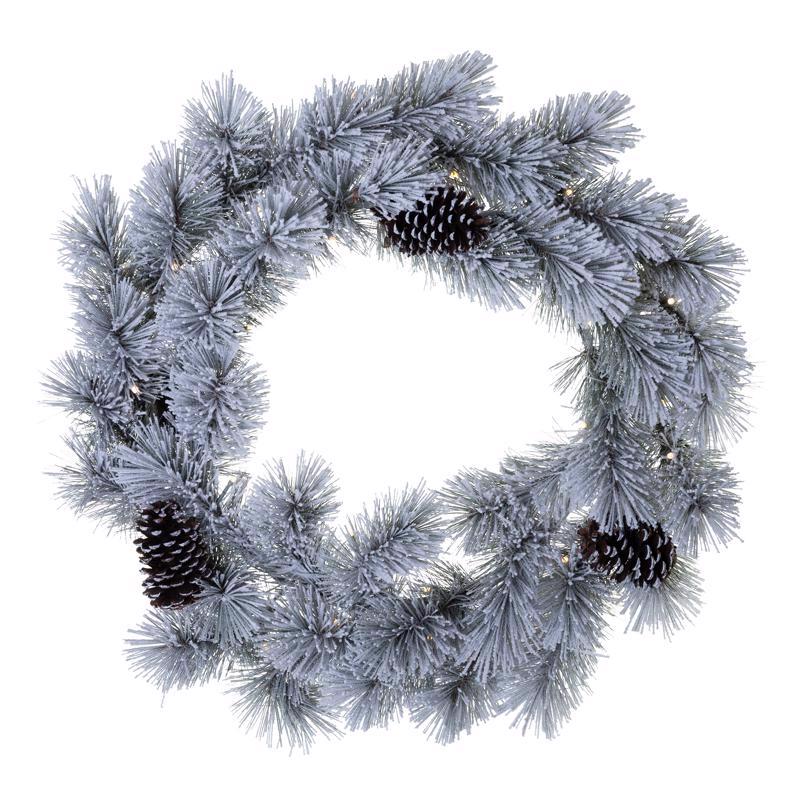 Picture of Celebrations 9096772 30 in. x 30 ft. Home LED Prelit Snowy Scotch Pine Wreath&#44; Multi Colored - Pack of 4