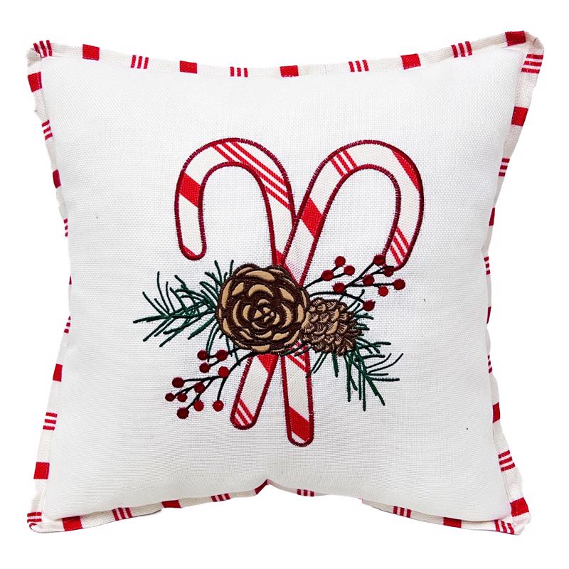 9095946 16 in. Home White Candy Cane Pillow - Pack of 4