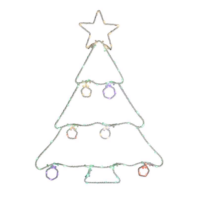 9096174 17 in. LED Christmas Tree Silhouette Hanging Decor, Multi Color