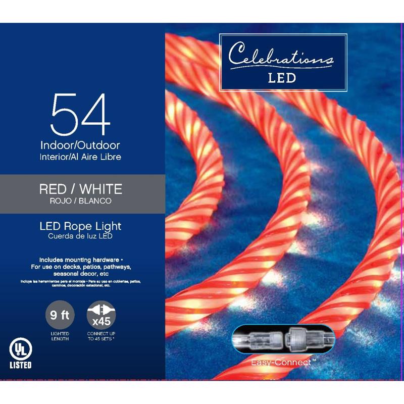Picture of Celebrations 9096577 LED 54 Count Rope Christmas Lights&#44; Red & White - 9 ft.