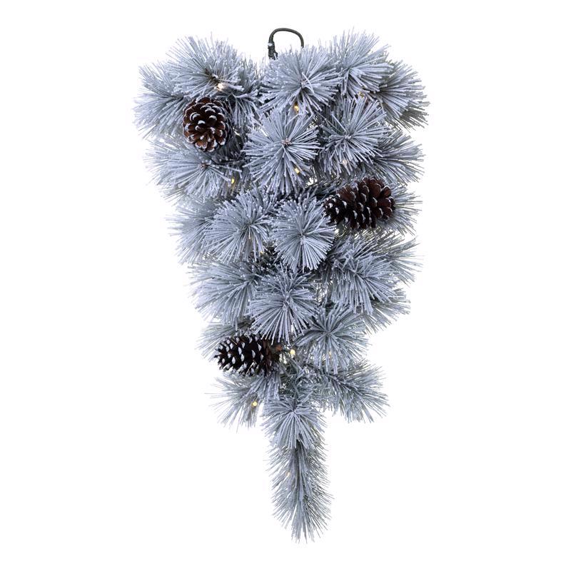 9096862 24 in. x 2 ft. Home LED Prelit Snowy Scotch Pine Teardrop Garland, Multi Colored - Pack of 8