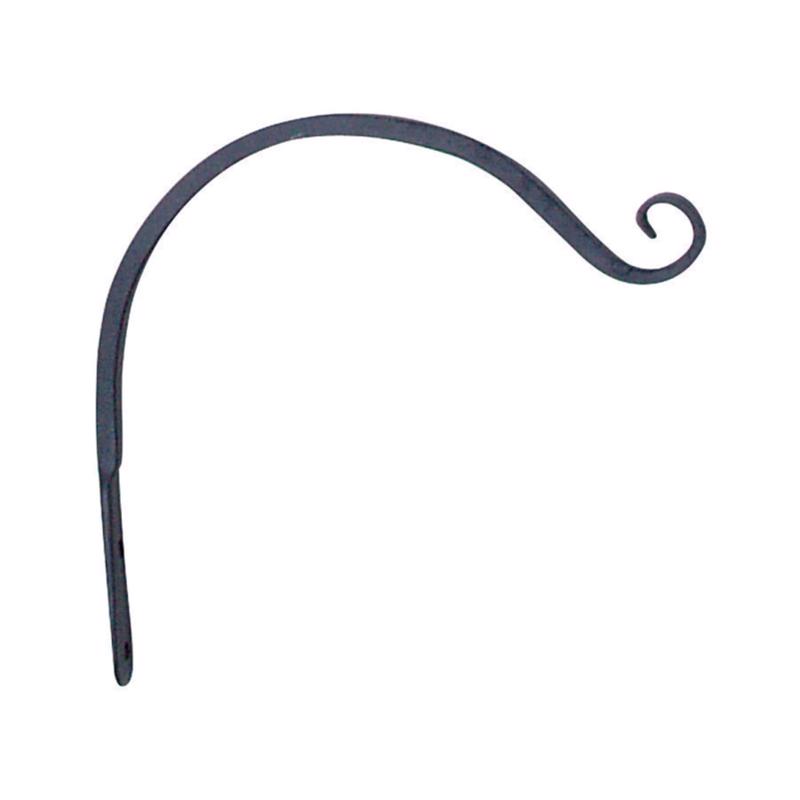 Curved Wrought Iron Plant Hook - Black - 12 in. - Rust Resistant