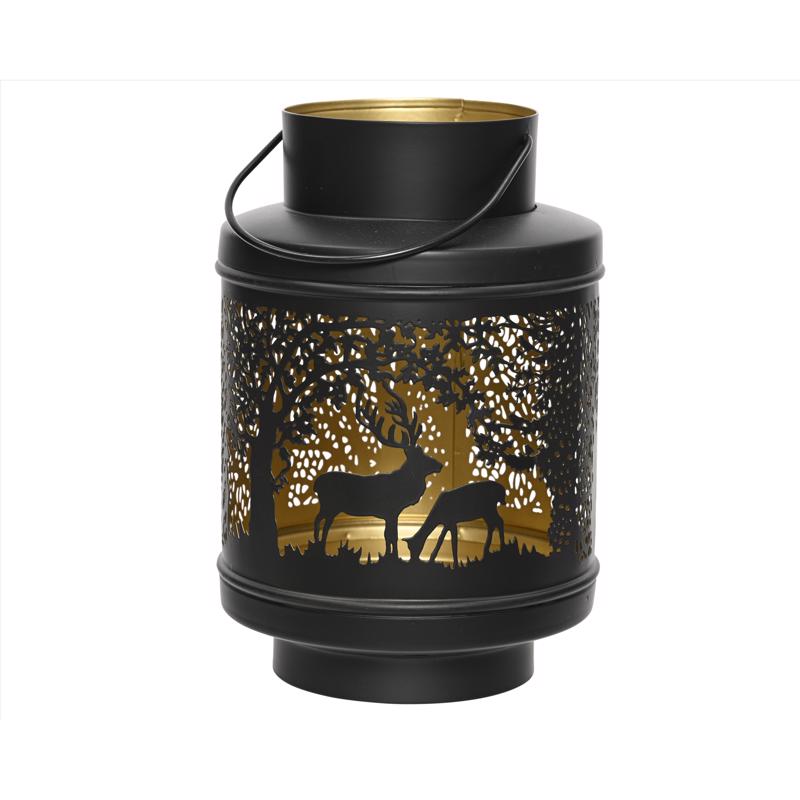 9096618 8.66 in. Deer Lantern, Black & Gold - Pack of 9