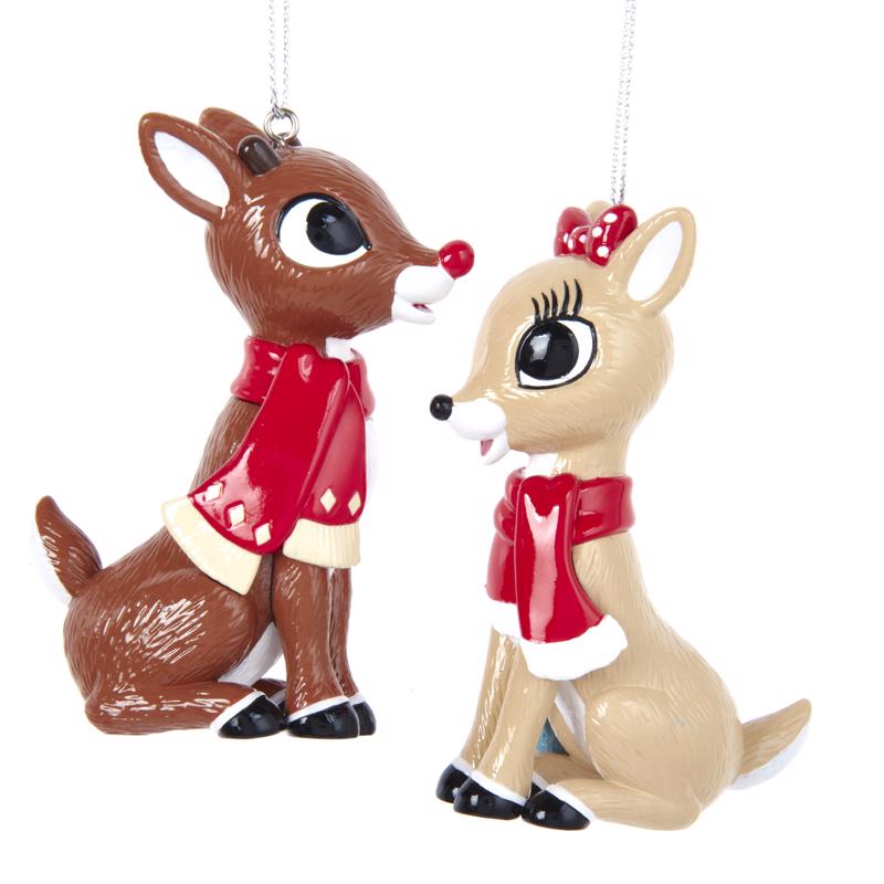Kurt S. Adler 9096974 Rudolph & Clarice Ornaments, Assorted Color - Pack of 16