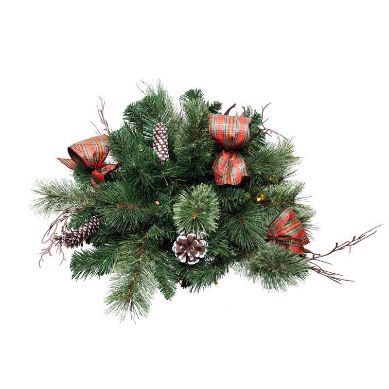 9096331 Prelit Twig Pine Bow Urn Filler - Pack of 8
