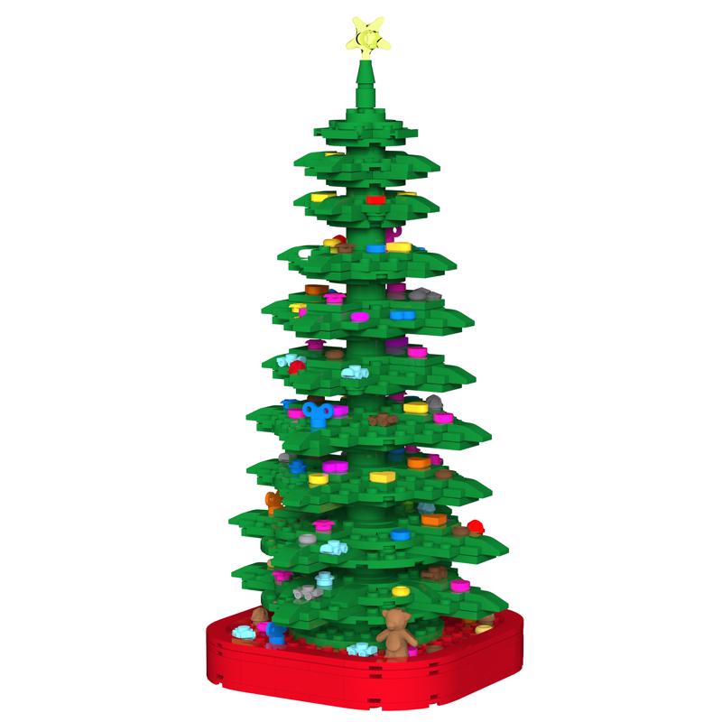 9100602 Christmas Tree Block Set, Green & Red - 609 Piece