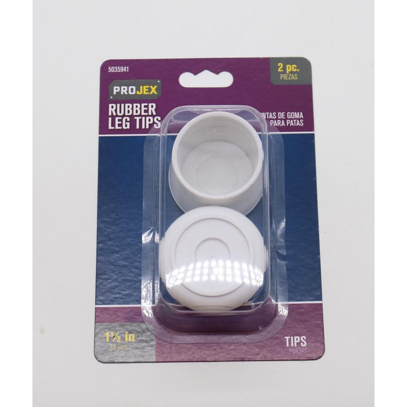 5035941 1.5 in. Round Rubber Leg Tip, Off-White - Pack of 2