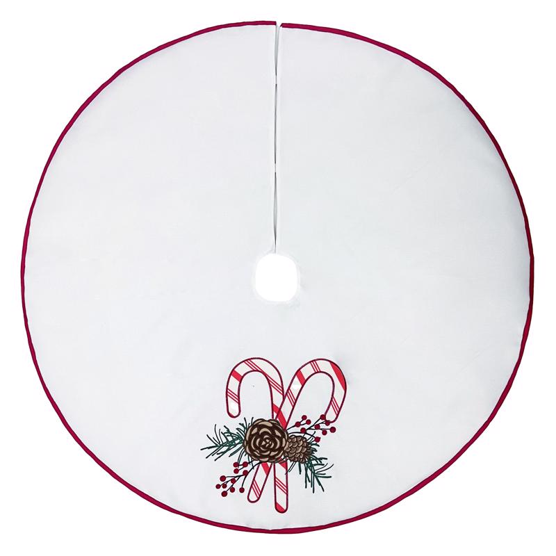 9095945 Home Candy Cane Tree Skirt, White - Pack of 4